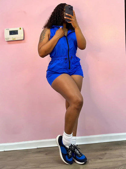 Sleeveless Zip Hoodie Romper