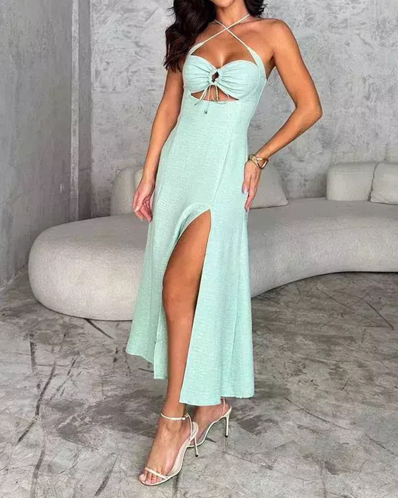 Shoulder Straps and Chest Slit Dress (Pre-sale)