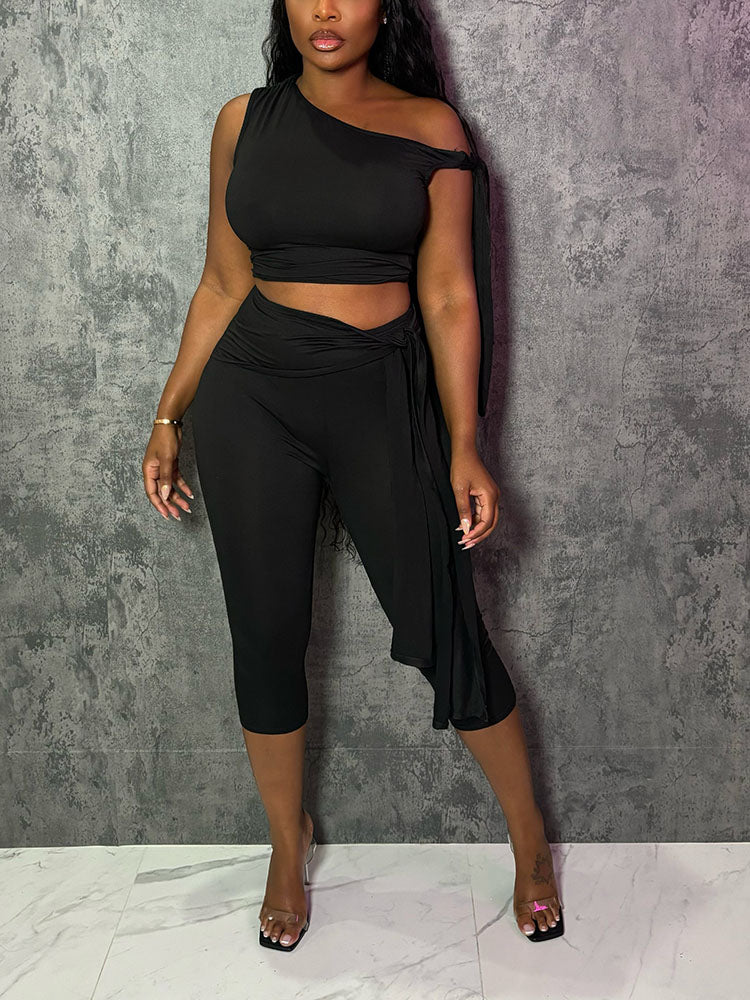 Tie-Up Top & Capri Leggings Set