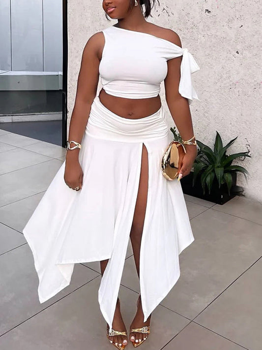 One Shoulder Top & Split Skirt