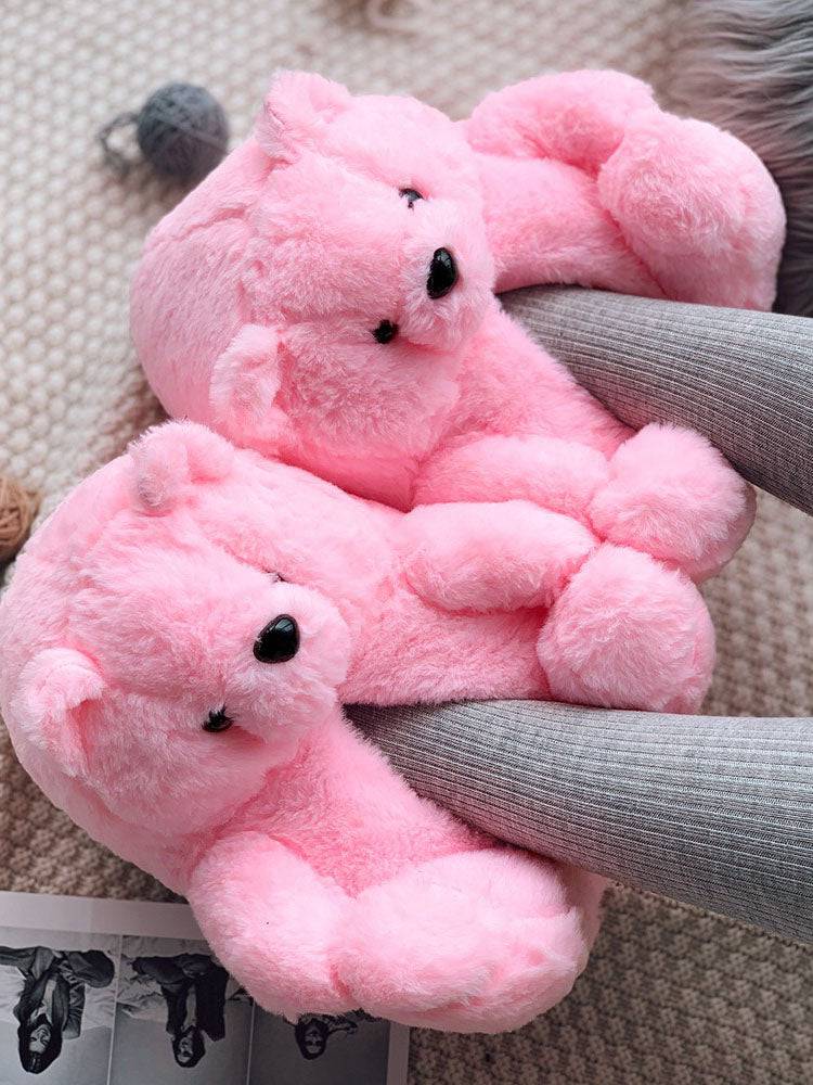 Fluffy Teddy Bear Slippers