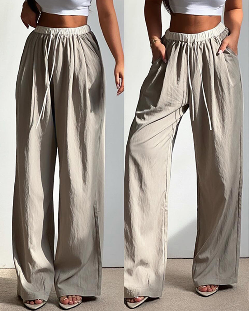 Contrast Color Straight Casual Pants (Pre-sale)