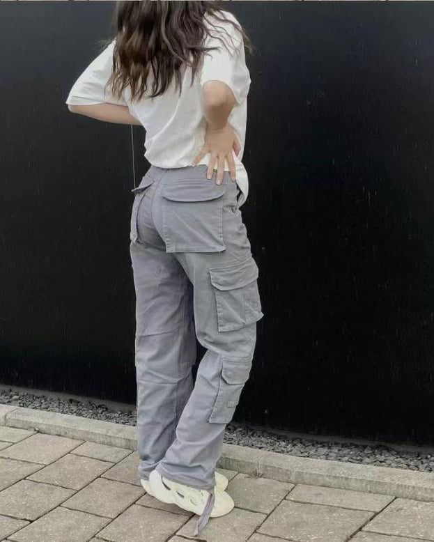 Low-Rise Multi-Pocket Cargo Casual Pants