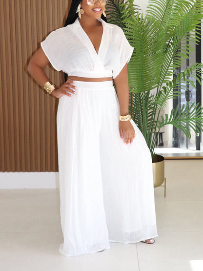 Breeze Cropped Top & Wide Pants Set