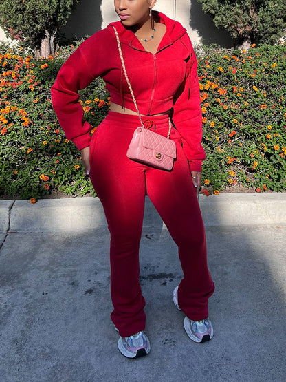 Basic Hoodie Extended Pants Set