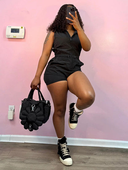 Sleeveless Zip Hoodie Romper