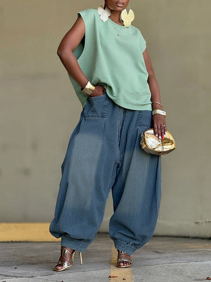 Morchique Wide Leg Jogger Jeans