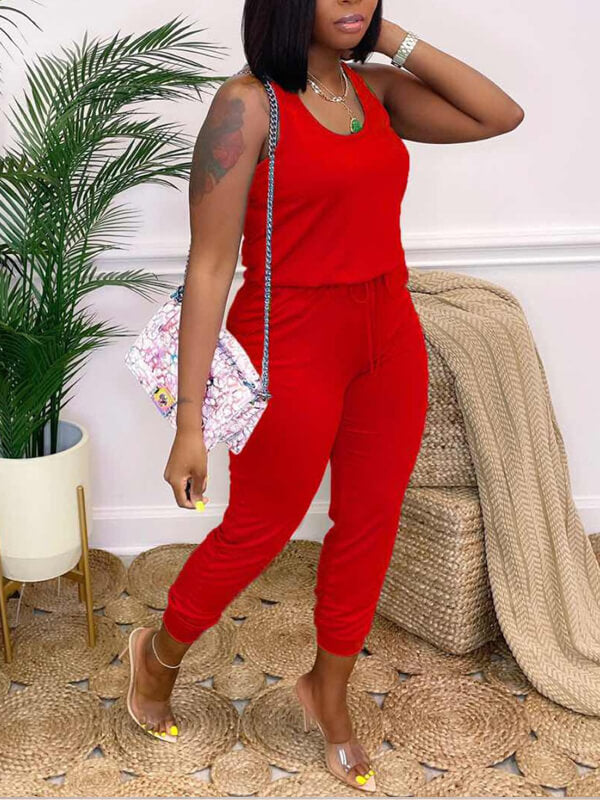 Sleeveless Drawstring Jumpsuit