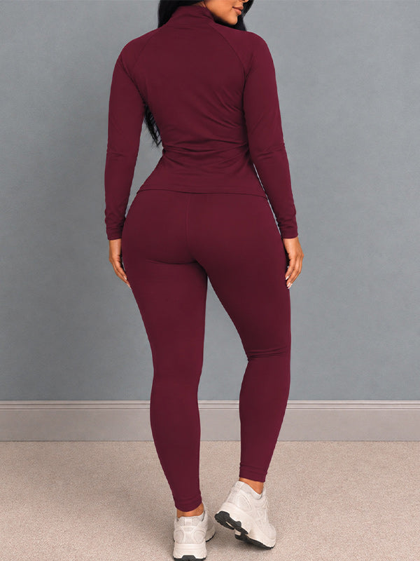 Letter-Print Zip-Up Top & Skinny Pants Set