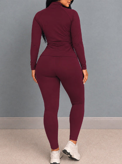 Letter-Print Zip-Up Top & Skinny Pants Set