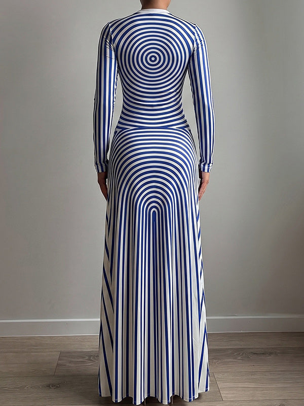 Color‑Block Print Maxi Dress