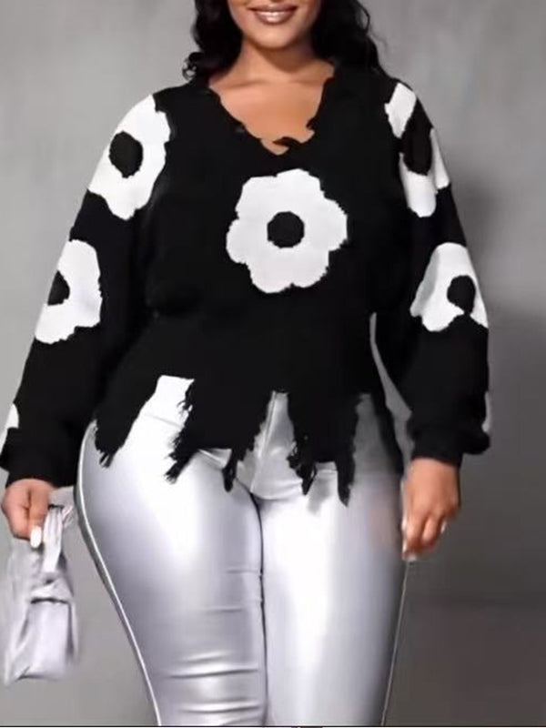 Floral Distressed Sweater