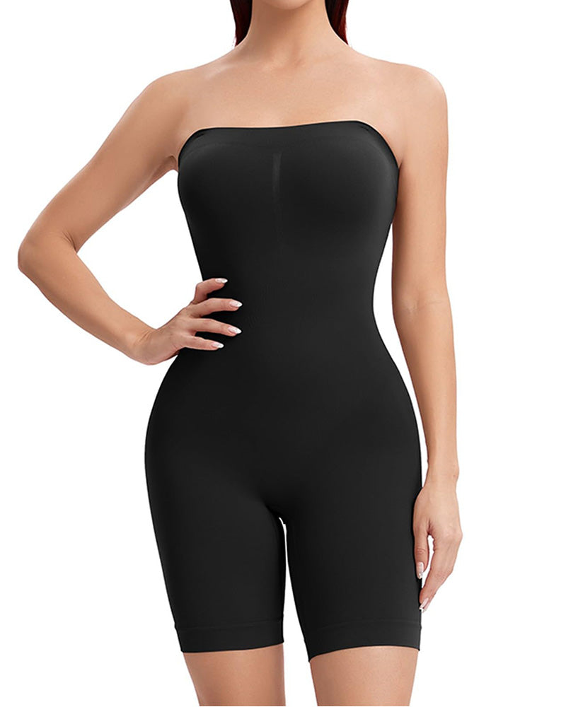 One-Piece Bodysuit Jumpsuit With Removable Straps And Top Black