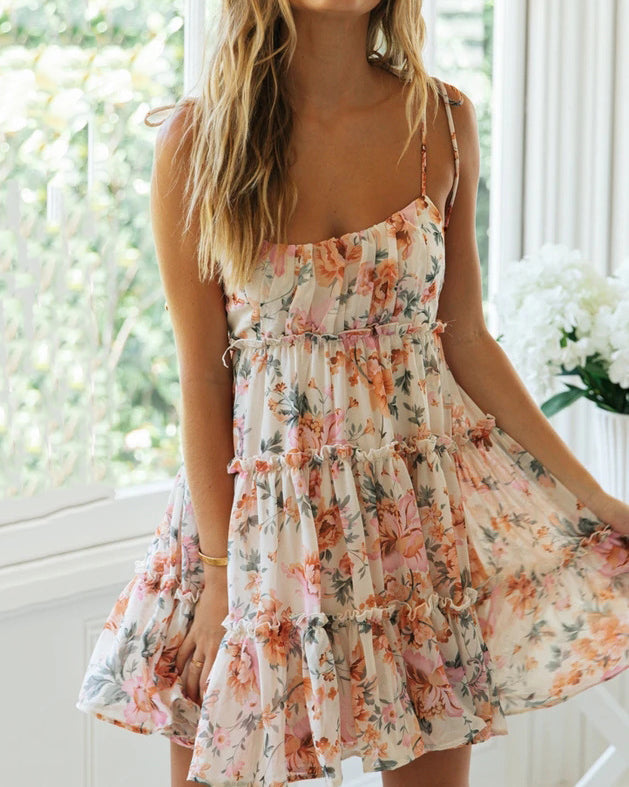 Floral Suspender Mini Dress