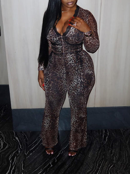 Leopard V-Neck Jumpsuit