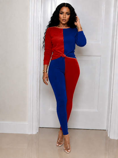 Colorblock Combo Top & Pants Set