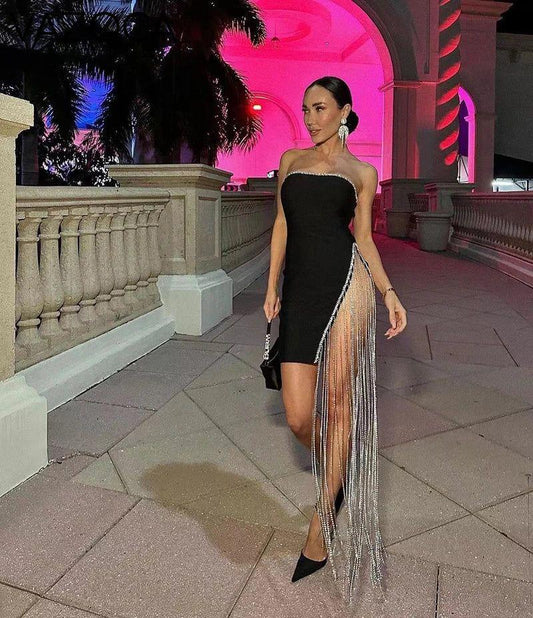 A Chain Bandage Mini Dress