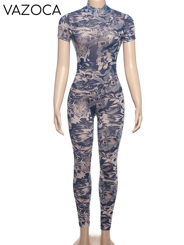 A Print Mesh Jumpsuit