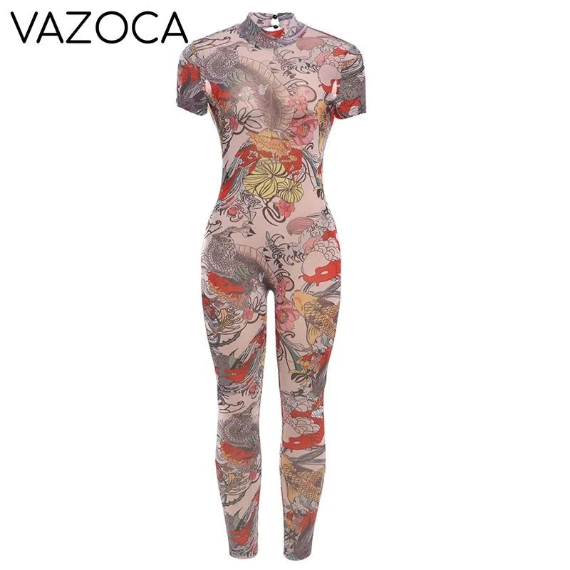 A Print Mesh Jumpsuit