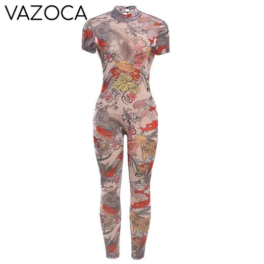 A Print Mesh Jumpsuit