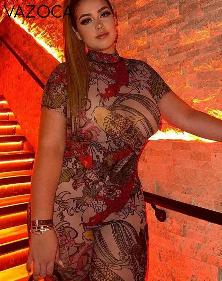 A Print Mesh Jumpsuit