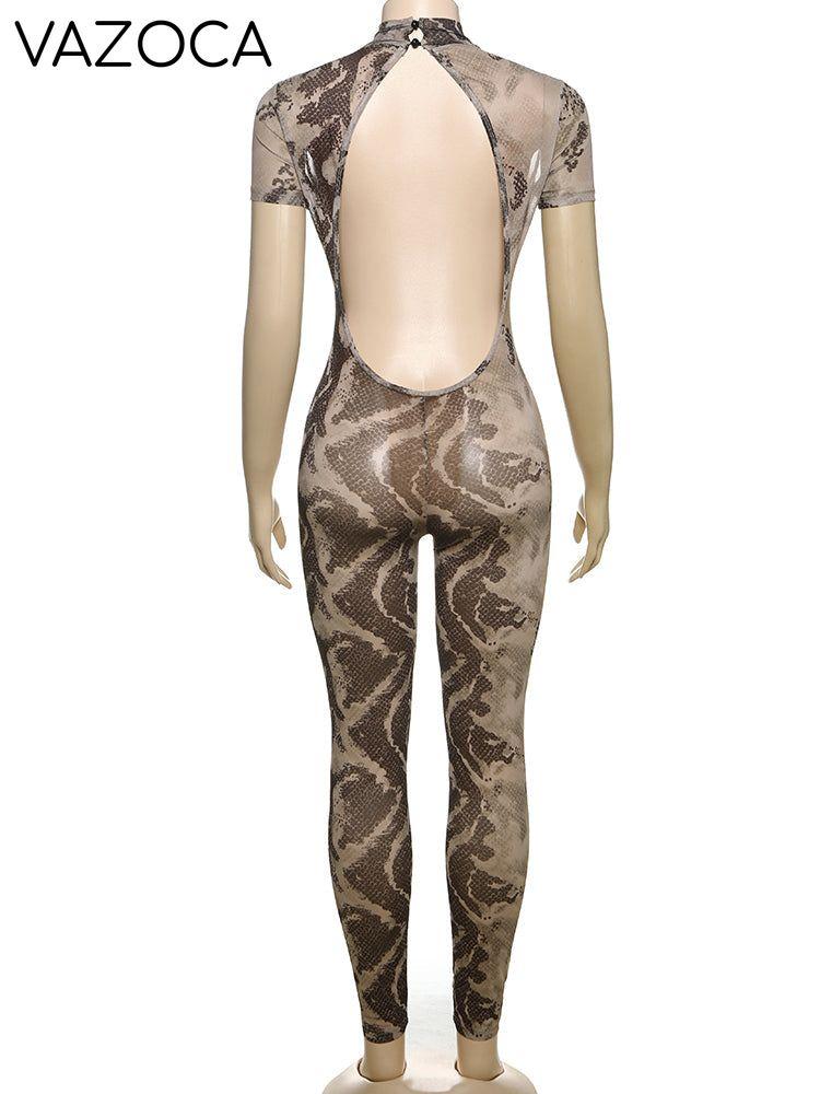 A Print Mesh Jumpsuit