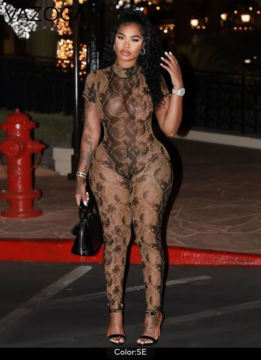 A Print Mesh Jumpsuit SE