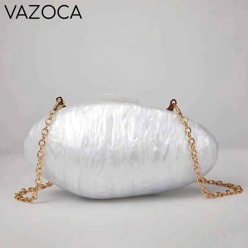 A Shell Acrylic Mini Clutch Bag