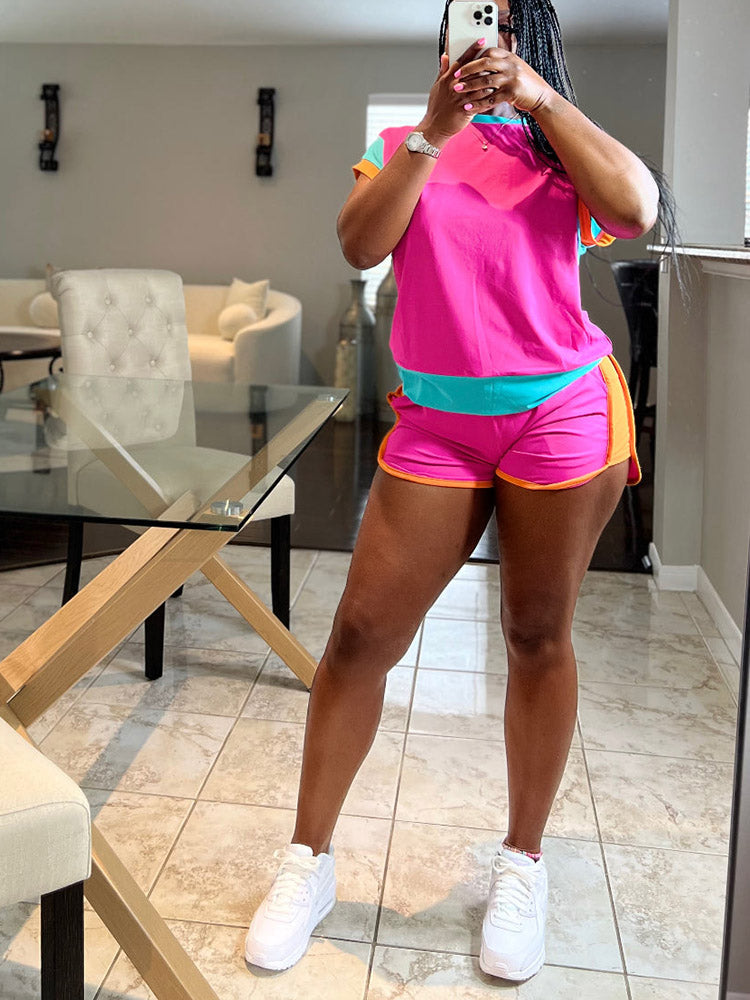 Colorblock Shorts Set