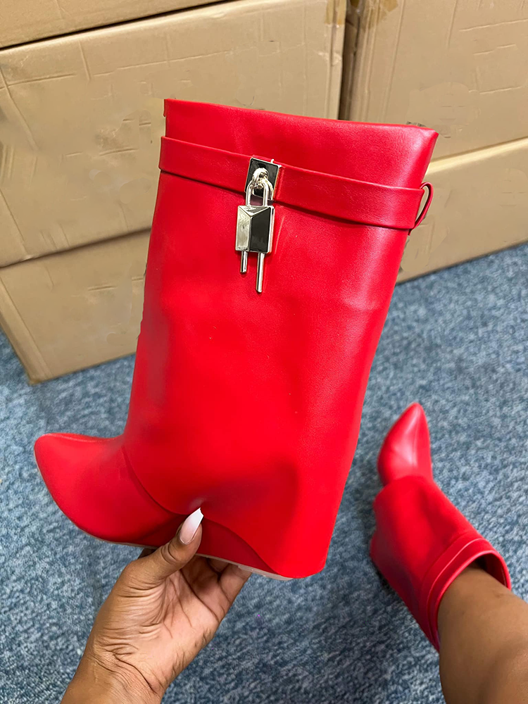 Lock & Key Leather Wedge Calf Booties