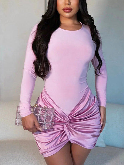 Bodysuit Attached Wrap Twist Knot Dress