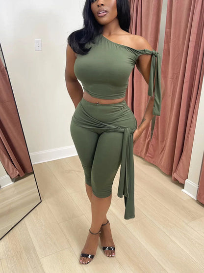 Tie-Up Top & Capri Leggings Set