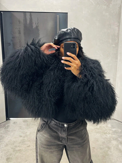 Cloud Mongolian Fur Jacket