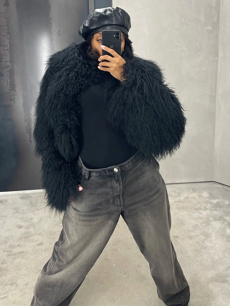 Cloud Mongolian Fur Jacket