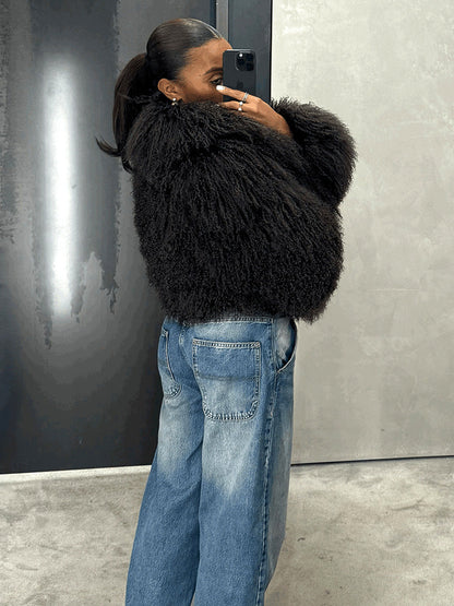 Cloud Mongolian Fur Jacket