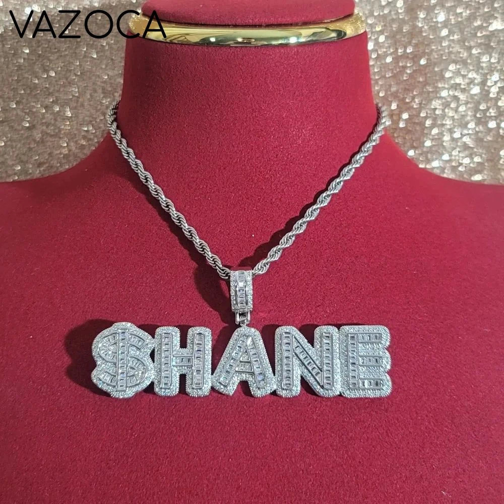 Custom Iced Out Personalized Necklace Silver