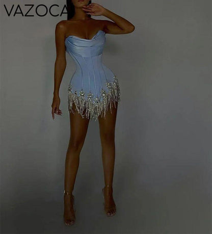 Abigail Embellishment Bandage Mini Dress