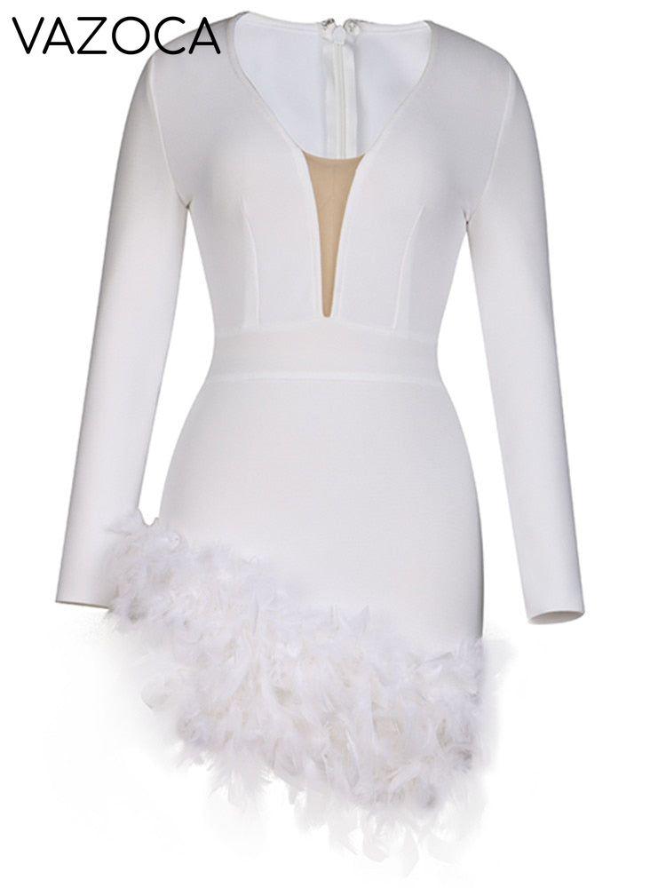 Aina Feather Bandage Dress