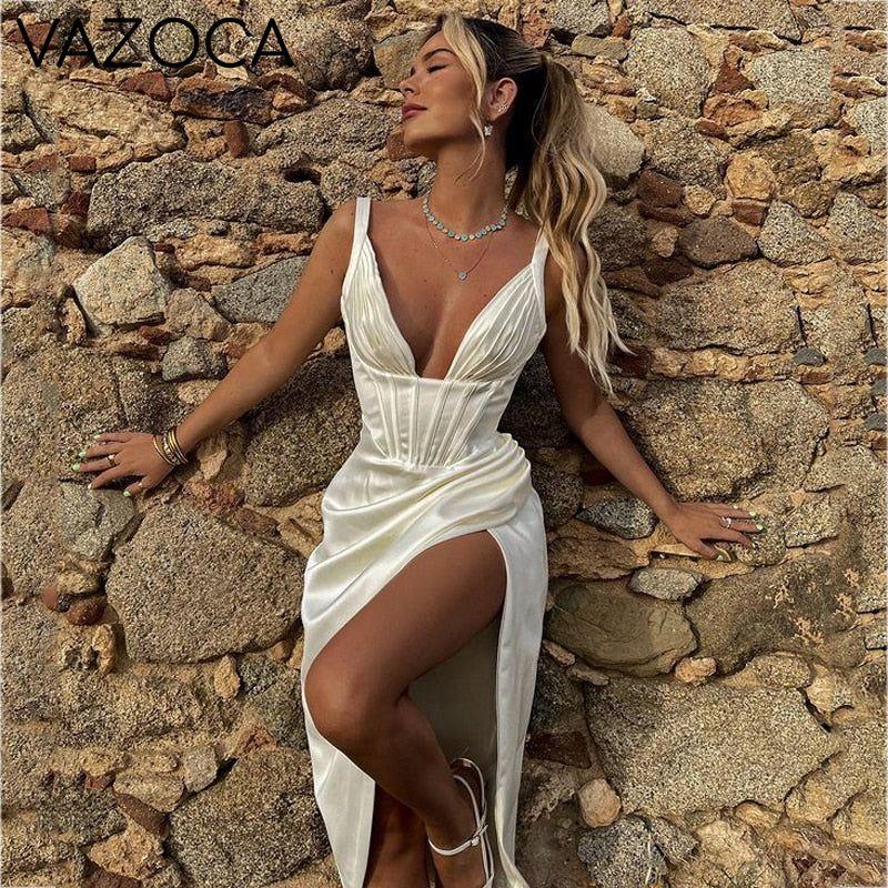 Aishia Satin Corset Midi Dress