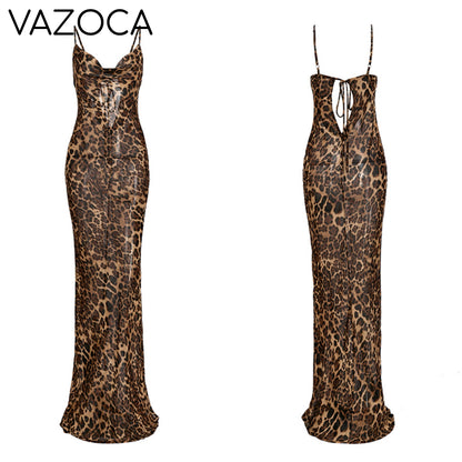 All Leopard Bodycon Mesh Dress