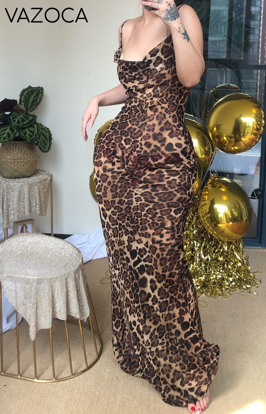 All Leopard Bodycon Mesh Dress