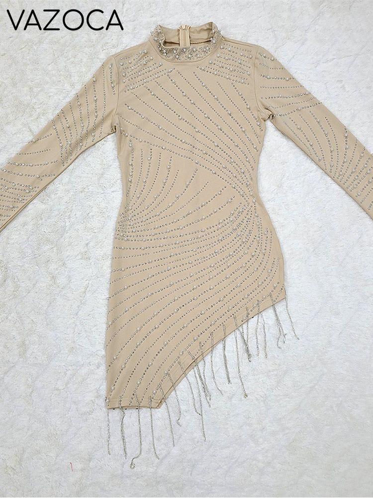 All Luxury Mesh Studded Mini Dress