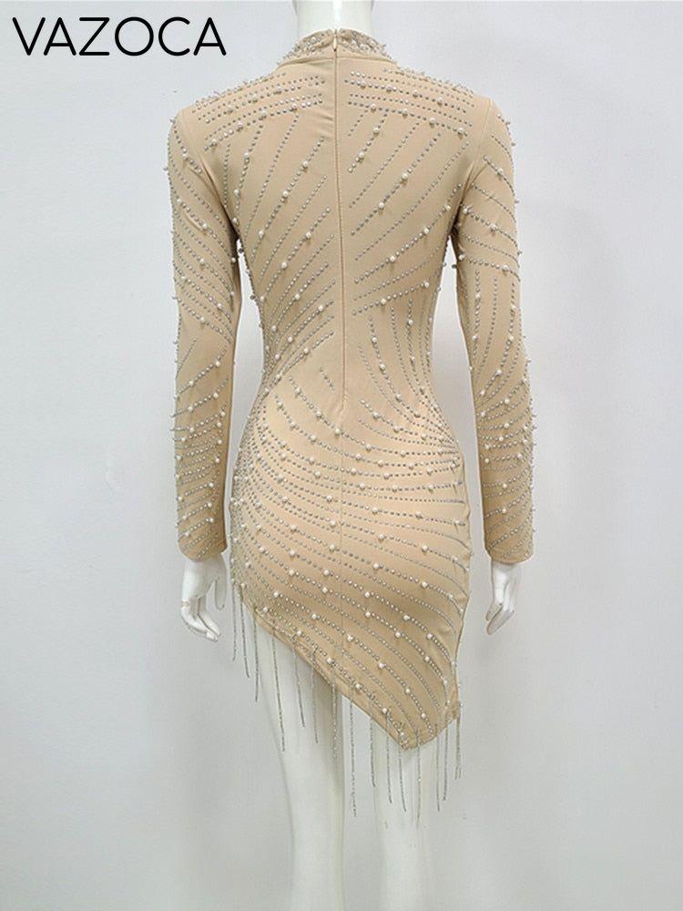All Luxury Mesh Studded Mini Dress