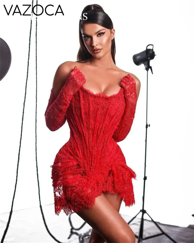Allure Lace Corset Mini Dress Gold