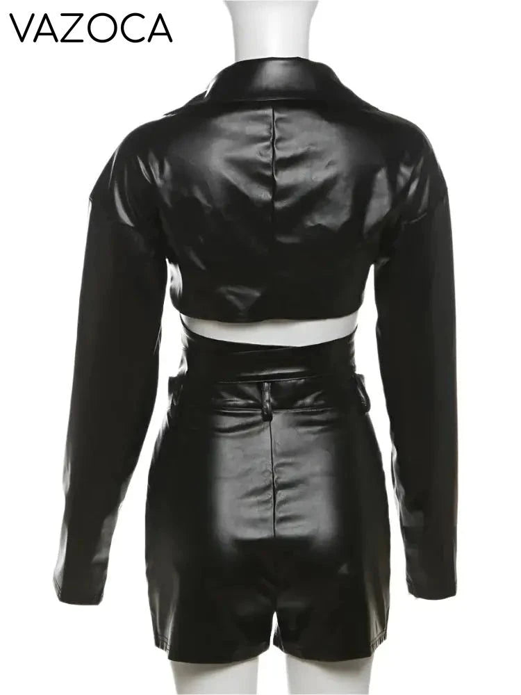 Anaya Leather Short Set