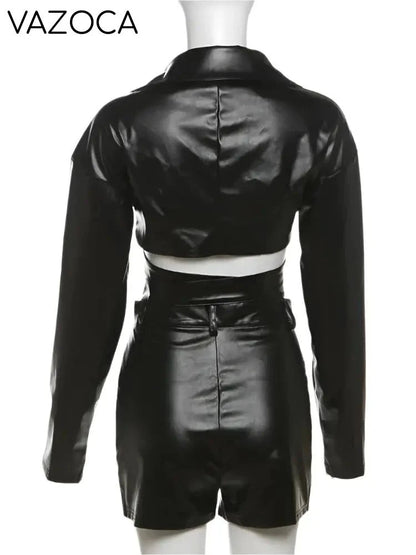 Anaya Leather Short Set