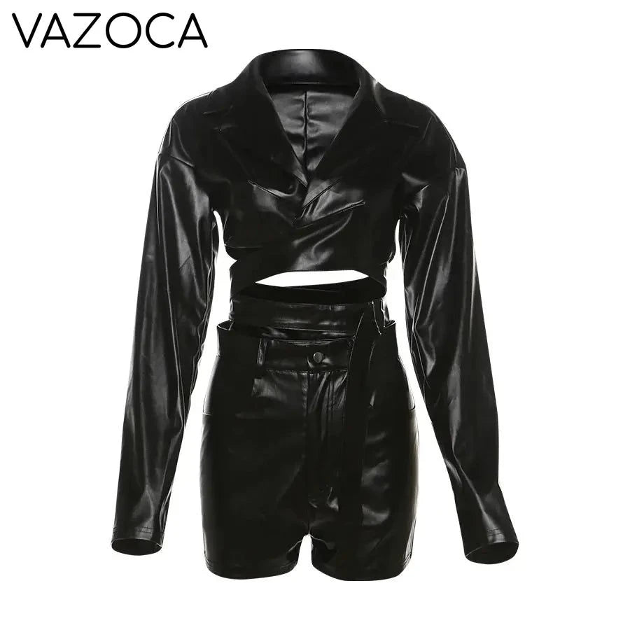 Anaya Leather Short Set