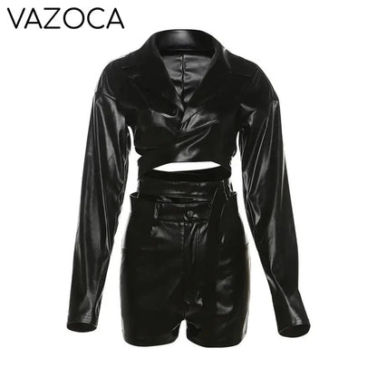 Anaya Leather Short Set