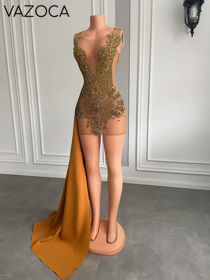 Angel Luxury Sheer Mesh Sparkly Dress