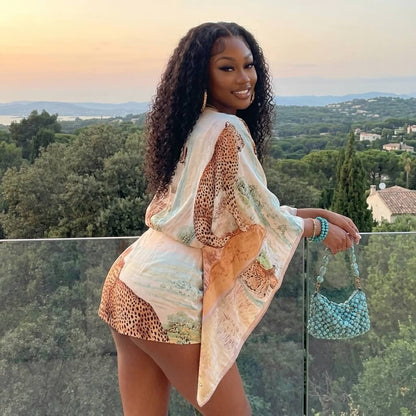 Cheetah Print Kimono Mini Dress